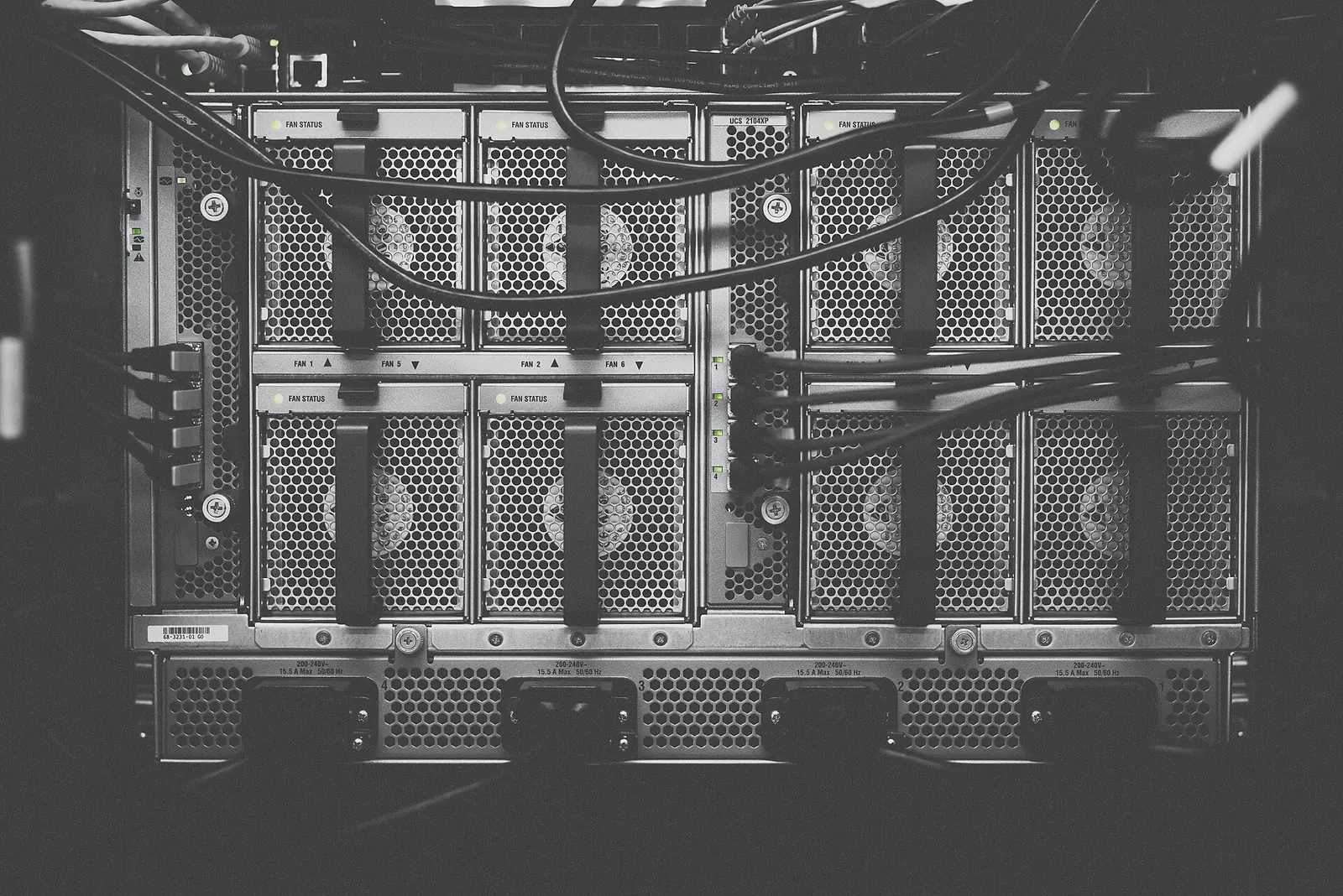Server rack with network cabling